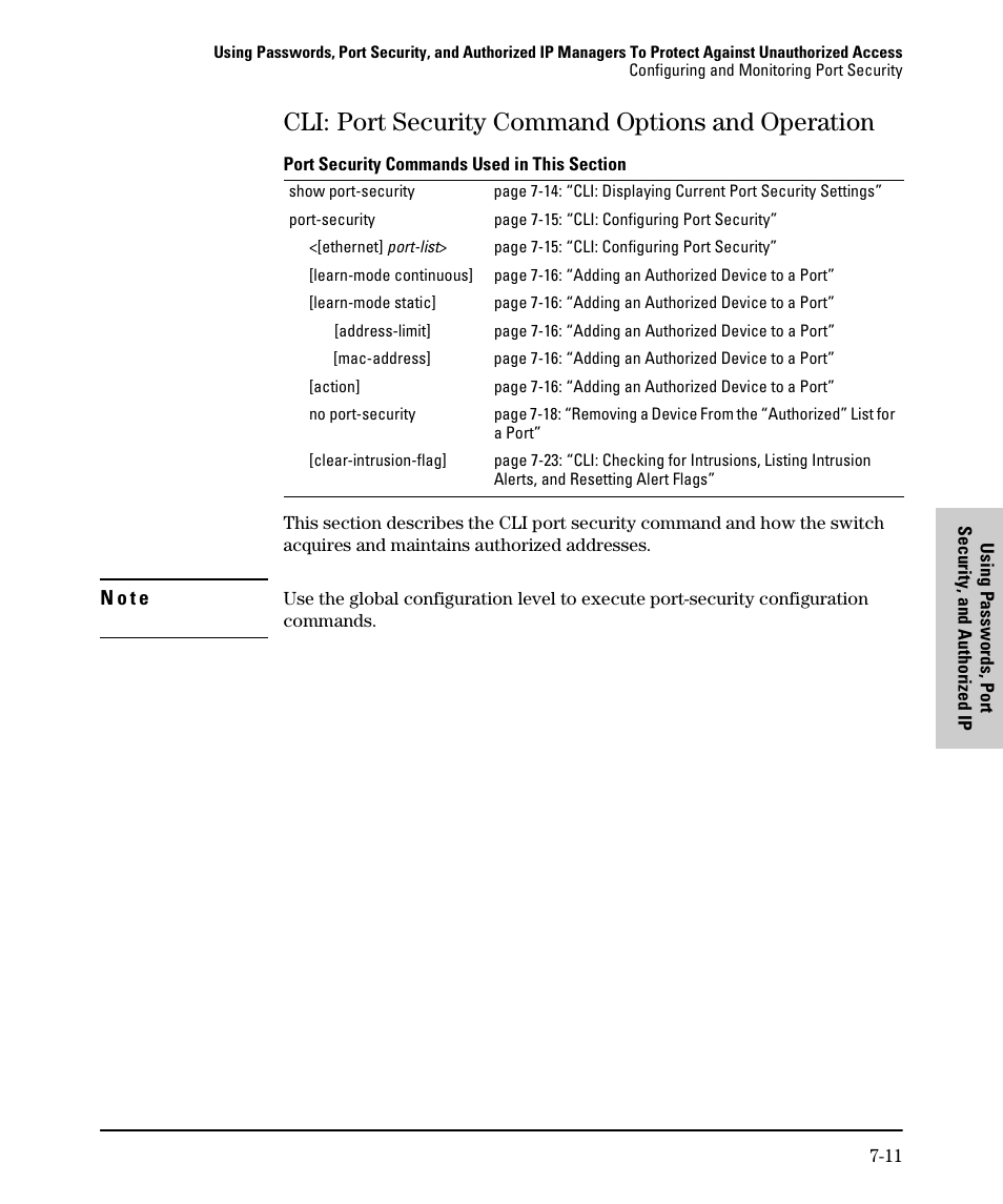 Cli: port security command options and operation | SMC Networks SMC TigerStack II SMC6624M User Manual | Page 131 / 364