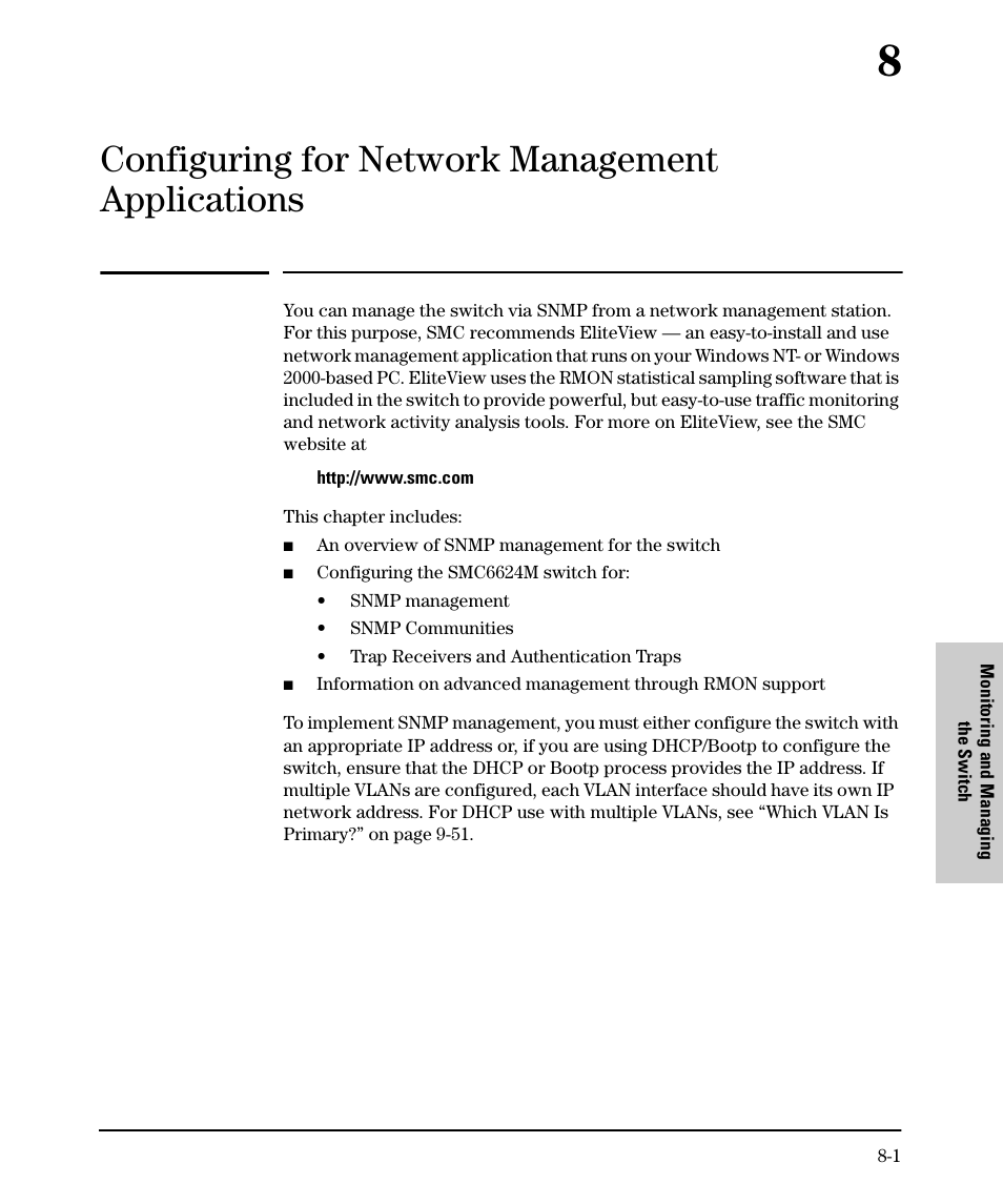Configuring for network management applications, 8 configuring for network management applications | SMC Networks SMC TigerStack II SMC6624M User Manual | Page 159 / 364
