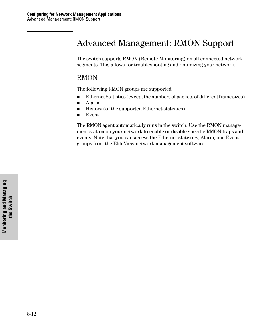 Advanced management: rmon support, Rmon, Rmon -12 | SMC Networks SMC TigerStack II SMC6624M User Manual | Page 170 / 364