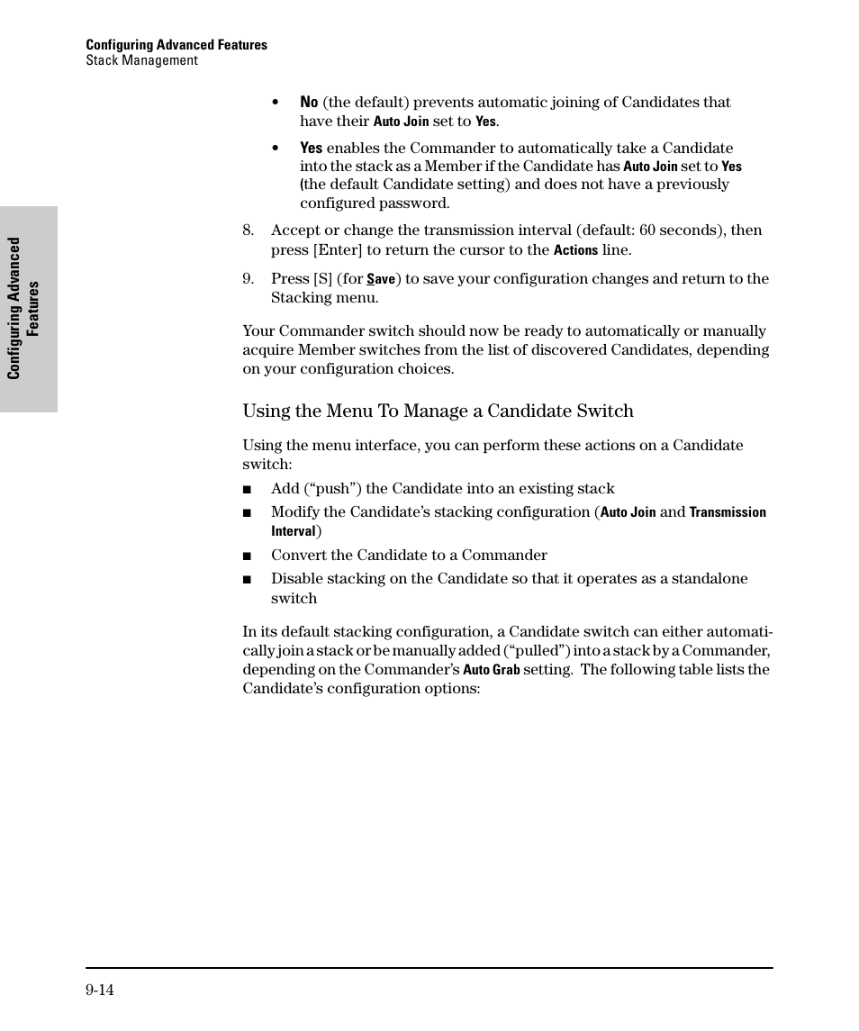 Using the menu to manage a candidate switch, Using the menu to manage a candidate switch -14 | SMC Networks SMC TigerStack II SMC6624M User Manual | Page 184 / 364