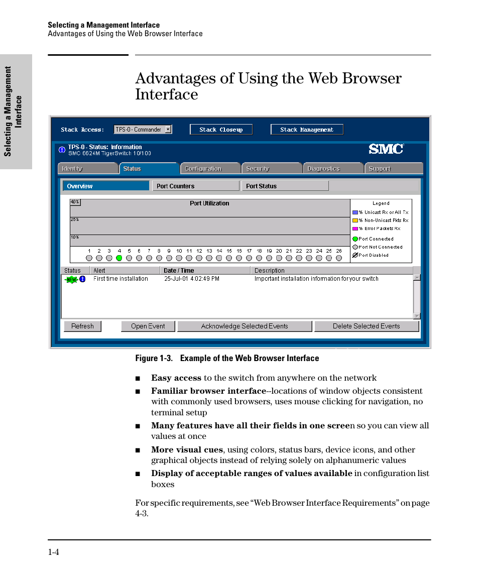 Advantages of using the web browser interface | SMC Networks SMC TigerStack II SMC6624M User Manual | Page 20 / 364