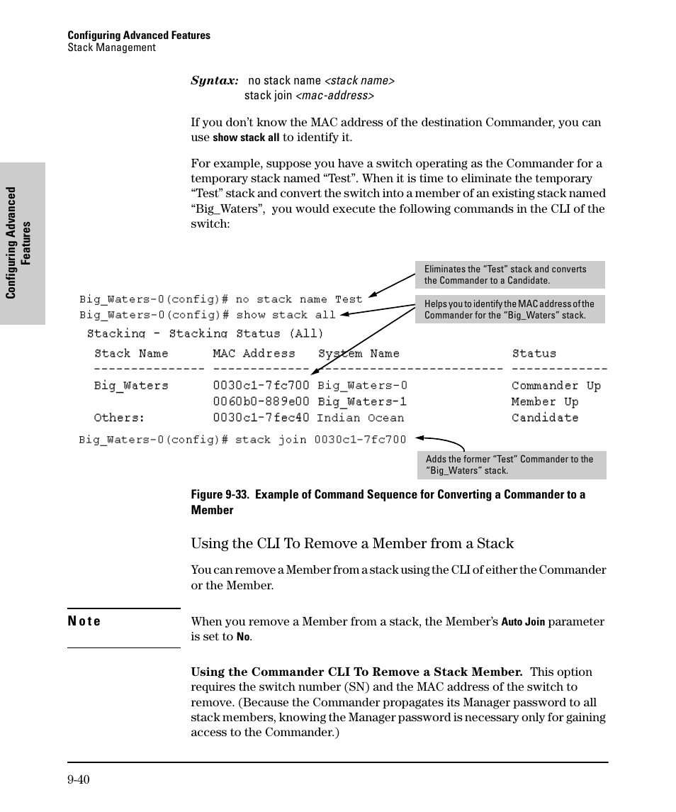 Using the cli to remove a member from a stack, Using the cli to remove a member from a stack -40 | SMC Networks SMC TigerStack II SMC6624M User Manual | Page 210 / 364