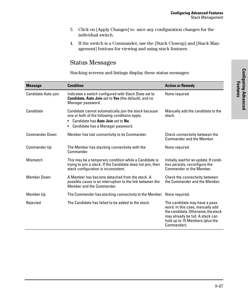 Status messages, Status messages -47 | SMC Networks SMC TigerStack II SMC6624M User Manual | Page 217 / 364