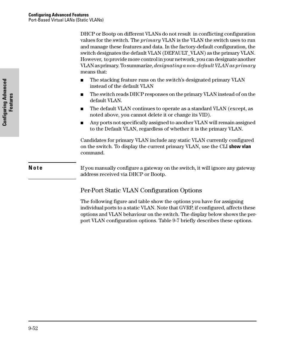 Per-port static vlan configuration options, Per-port static vlan configuration options -52 | SMC Networks SMC TigerStack II SMC6624M User Manual | Page 222 / 364