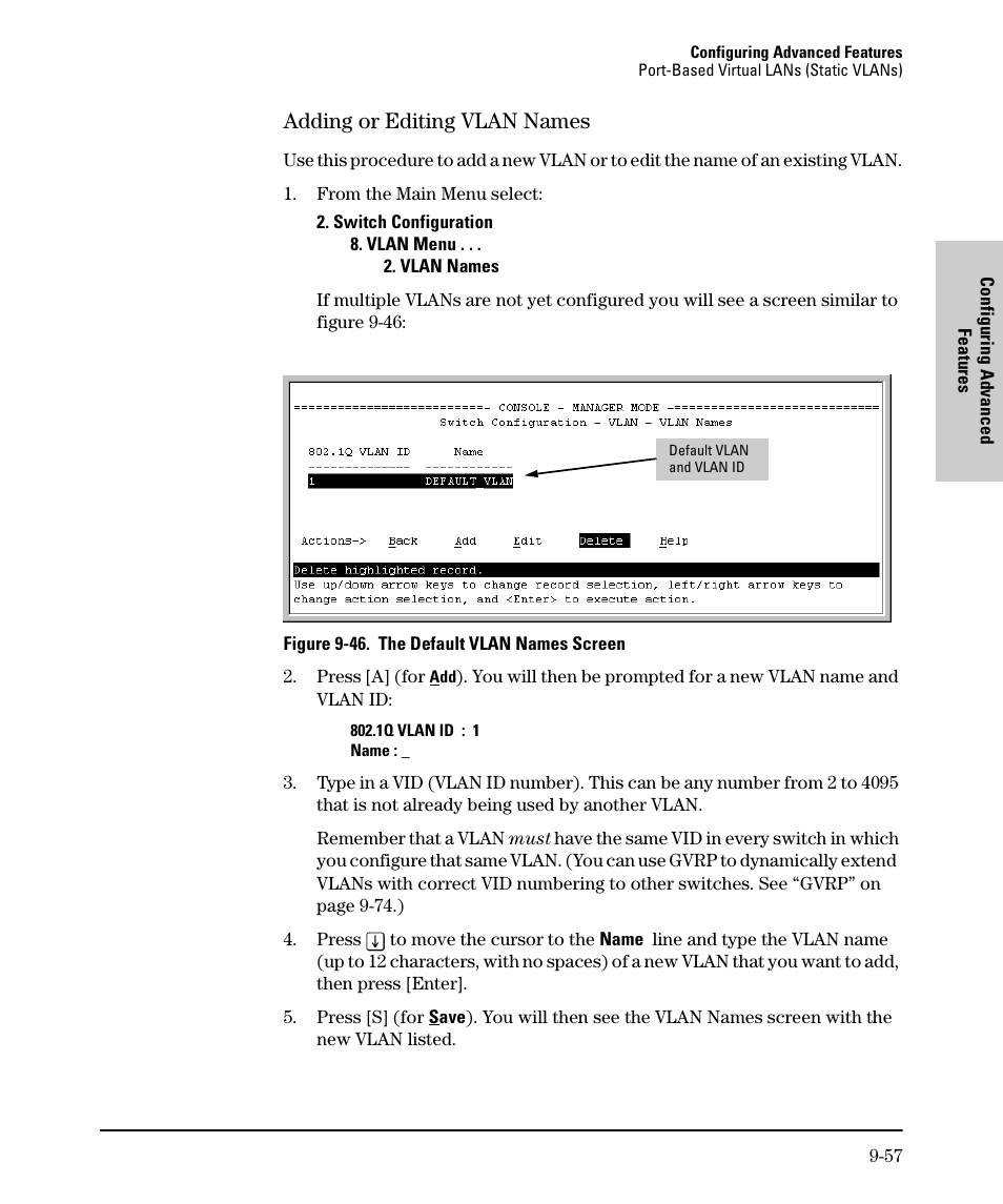 Adding or editing vlan names, Adding or editing vlan names -57 | SMC Networks SMC TigerStack II SMC6624M User Manual | Page 227 / 364