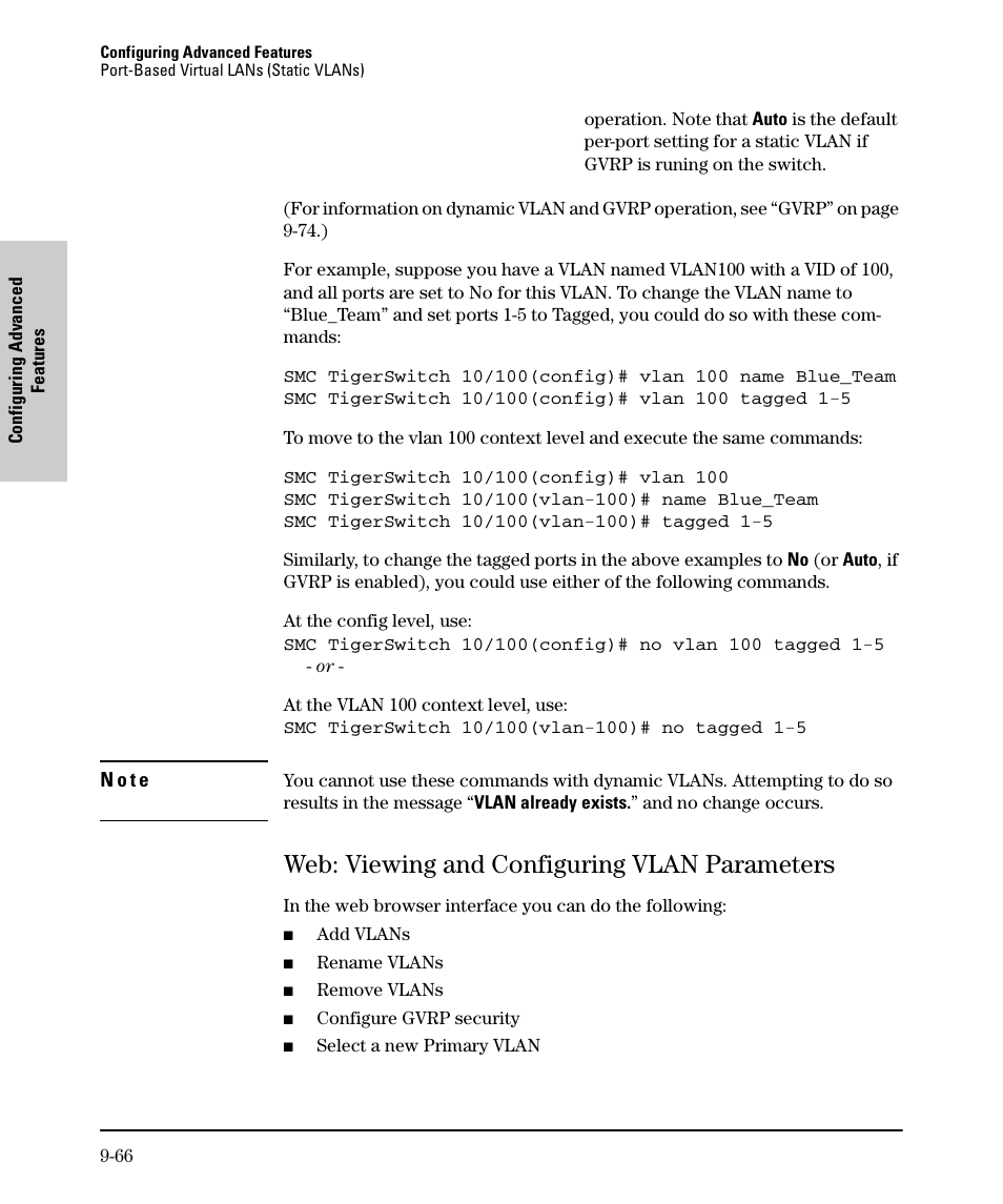Web: viewing and configuring vlan parameters, Web: viewing and configuring vlan parameters -66 | SMC Networks SMC TigerStack II SMC6624M User Manual | Page 236 / 364