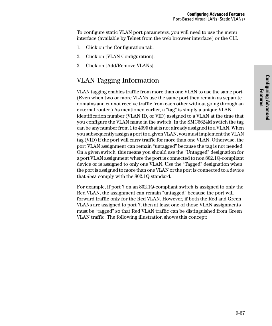 Vlan tagging information, Vlan tagging information -67, E 9-67 | SMC Networks SMC TigerStack II SMC6624M User Manual | Page 237 / 364