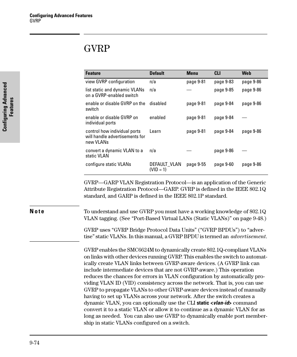 Gvrp | SMC Networks SMC TigerStack II SMC6624M User Manual | Page 244 / 364