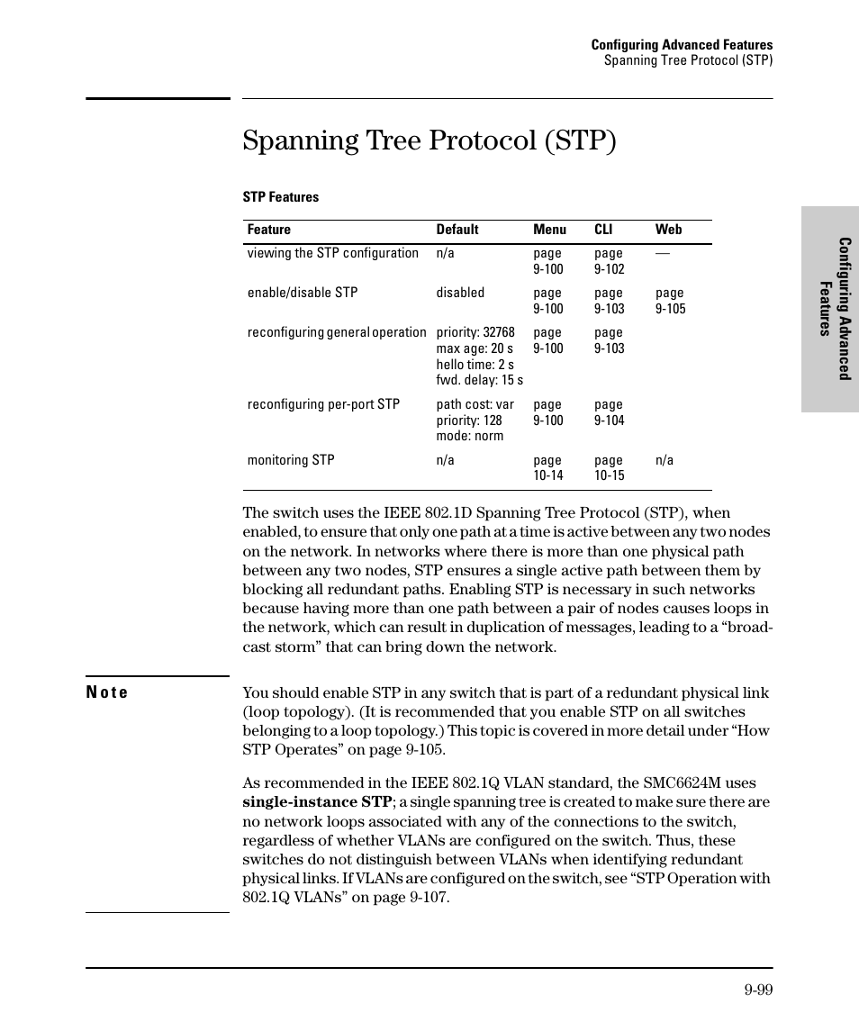 Spanning tree protocol (stp), E 9-99) | SMC Networks SMC TigerStack II SMC6624M User Manual | Page 269 / 364