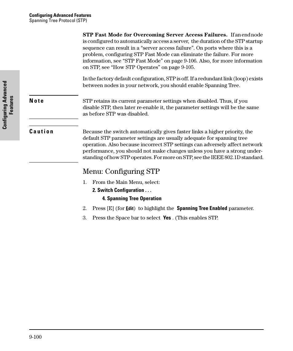 Menu: configuring stp, Menu: configuring stp -100 | SMC Networks SMC TigerStack II SMC6624M User Manual | Page 270 / 364
