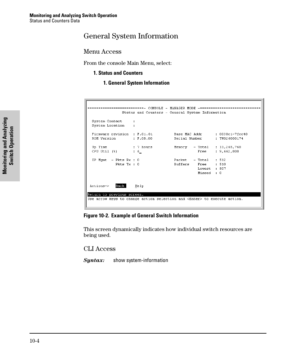General system information, Menu access, Cli access | General system information -4, Menu access -4 cli access -4 | SMC Networks SMC TigerStack II SMC6624M User Manual | Page 282 / 364