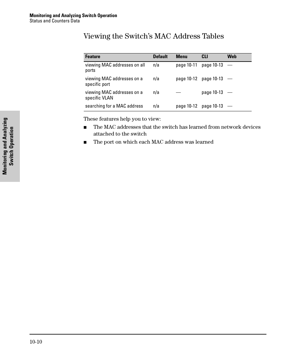 Viewing the switch’s mac address tables, Viewing the switch’s mac address tables -10 | SMC Networks SMC TigerStack II SMC6624M User Manual | Page 288 / 364