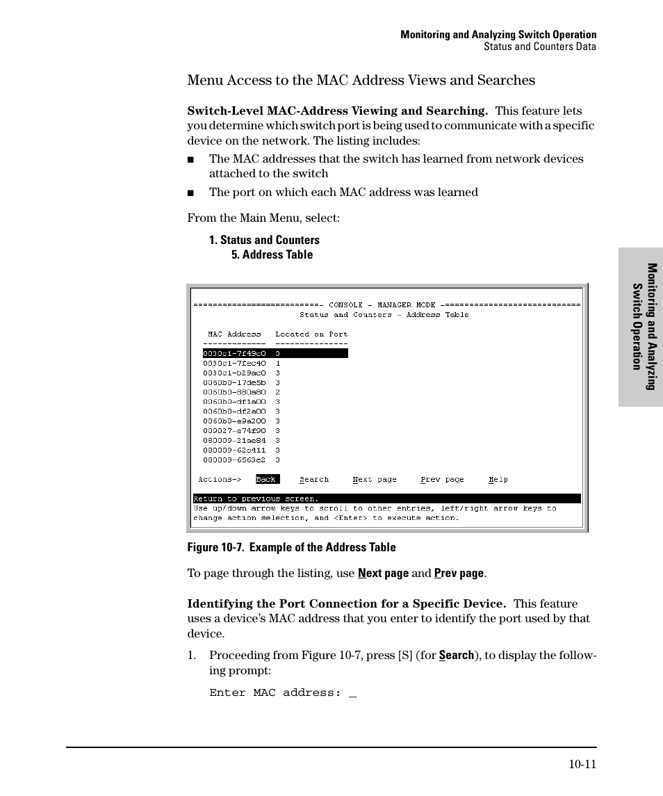Menu access to the mac address views and searches | SMC Networks SMC TigerStack II SMC6624M User Manual | Page 289 / 364