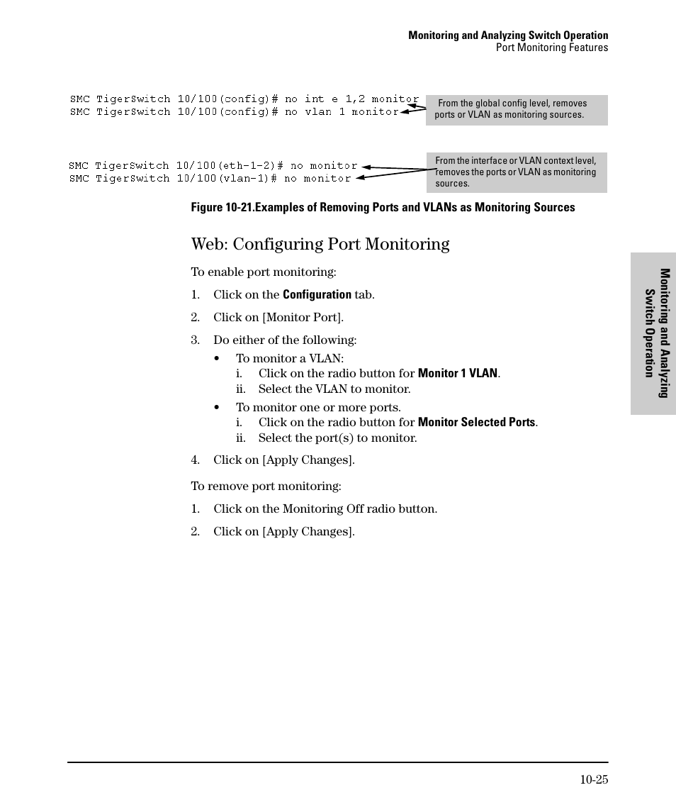Web: configuring port monitoring, Web: configuring port monitoring -25 | SMC Networks SMC TigerStack II SMC6624M User Manual | Page 303 / 364