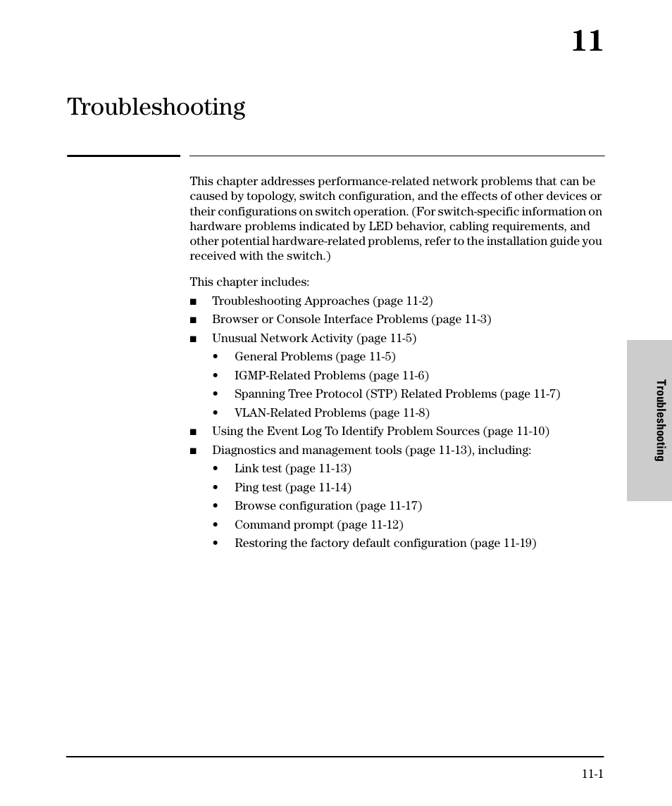 Troubleshooting, 11 troubleshooting | SMC Networks SMC TigerStack II SMC6624M User Manual | Page 305 / 364