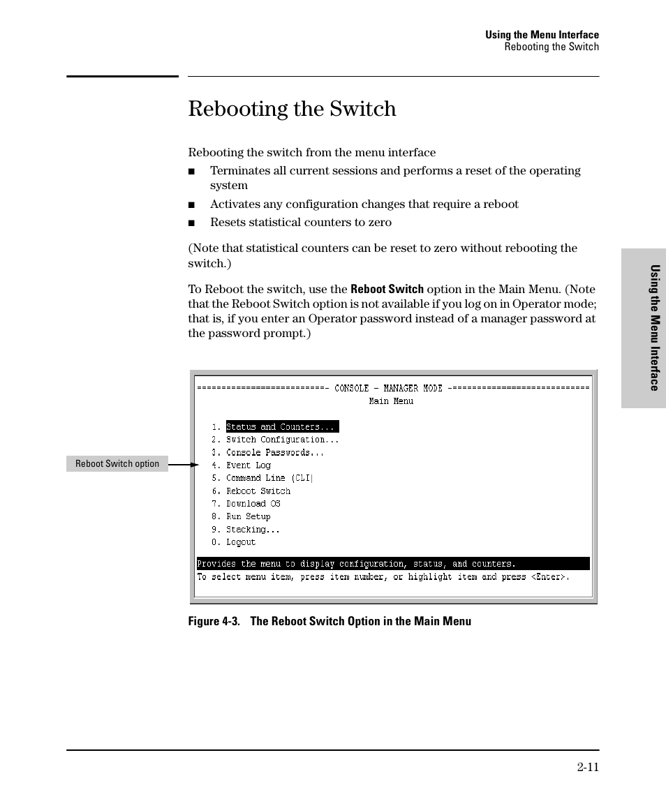 Rebooting the switch | SMC Networks SMC TigerStack II SMC6624M User Manual | Page 31 / 364