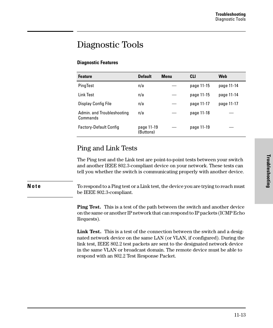 Diagnostic tools, Ping and link tests, Ping and link tests -13 | SMC Networks SMC TigerStack II SMC6624M User Manual | Page 317 / 364