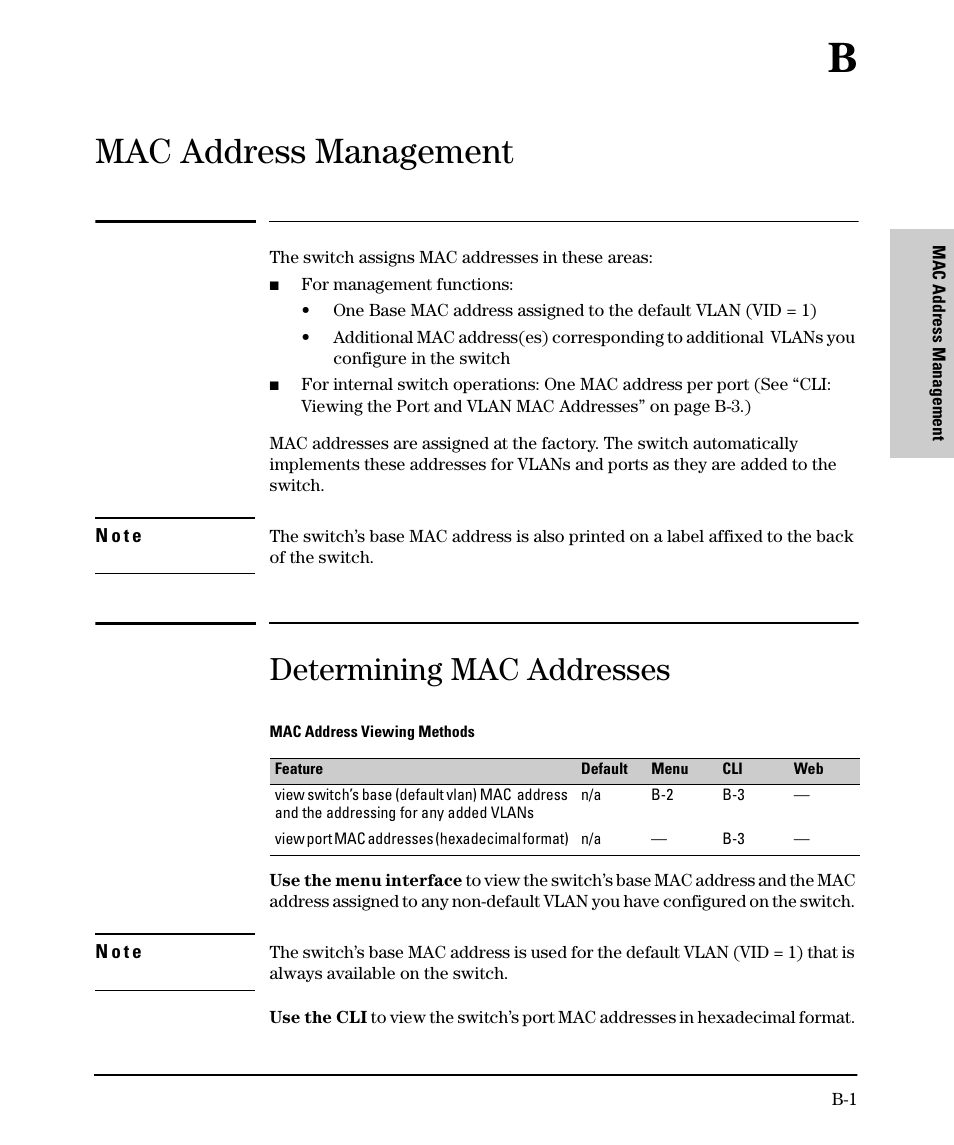 Mac address management, Determining mac addresses, B mac address management | SMC Networks SMC TigerStack II SMC6624M User Manual | Page 337 / 364