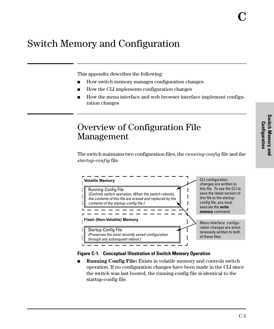 Switch memory and configuration, Overview of configuration file management, C switch memory and configuration | SMC Networks SMC TigerStack II SMC6624M User Manual | Page 341 / 364