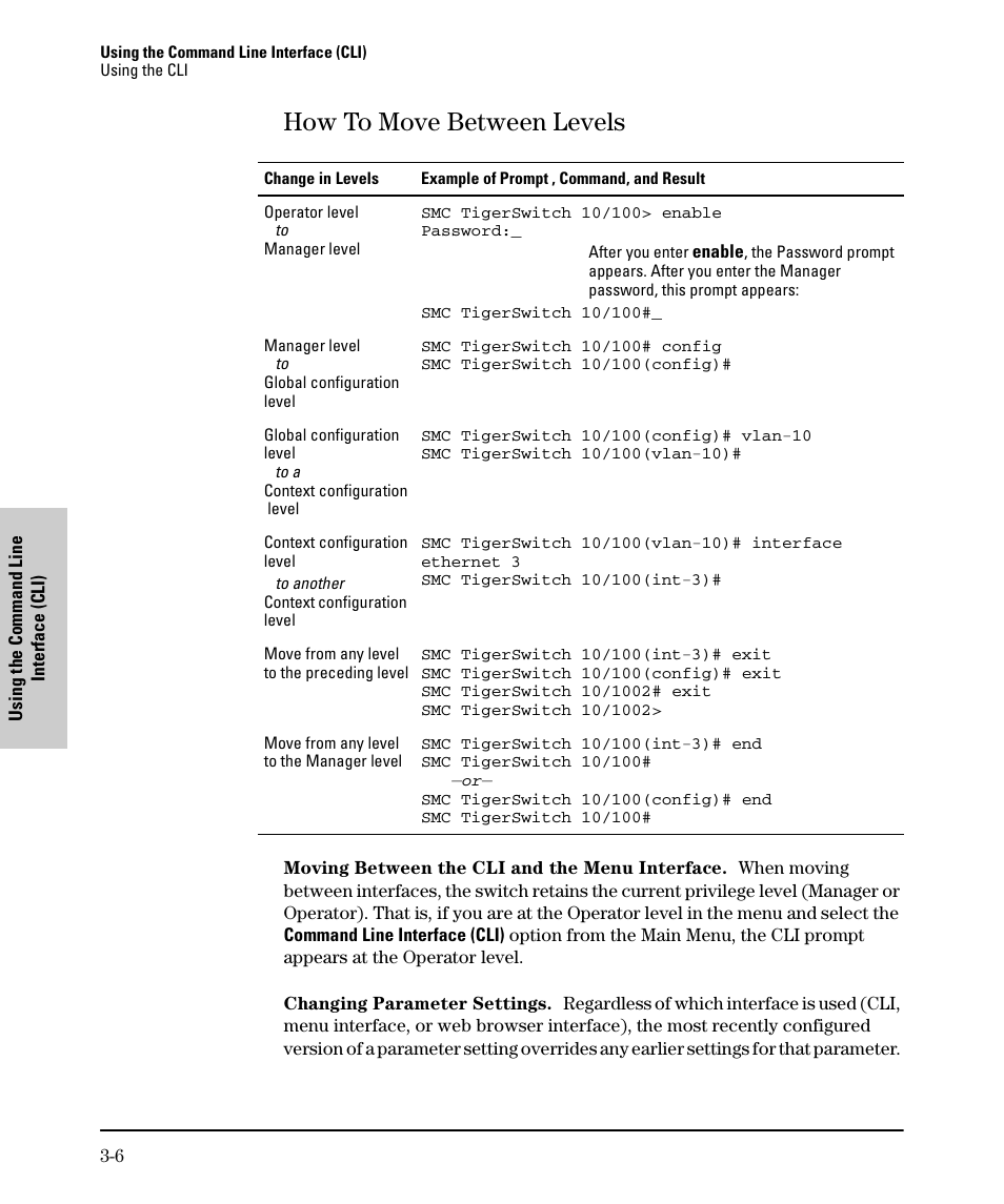 How to move between levels, How to move between levels -6 | SMC Networks SMC TigerStack II SMC6624M User Manual | Page 40 / 364