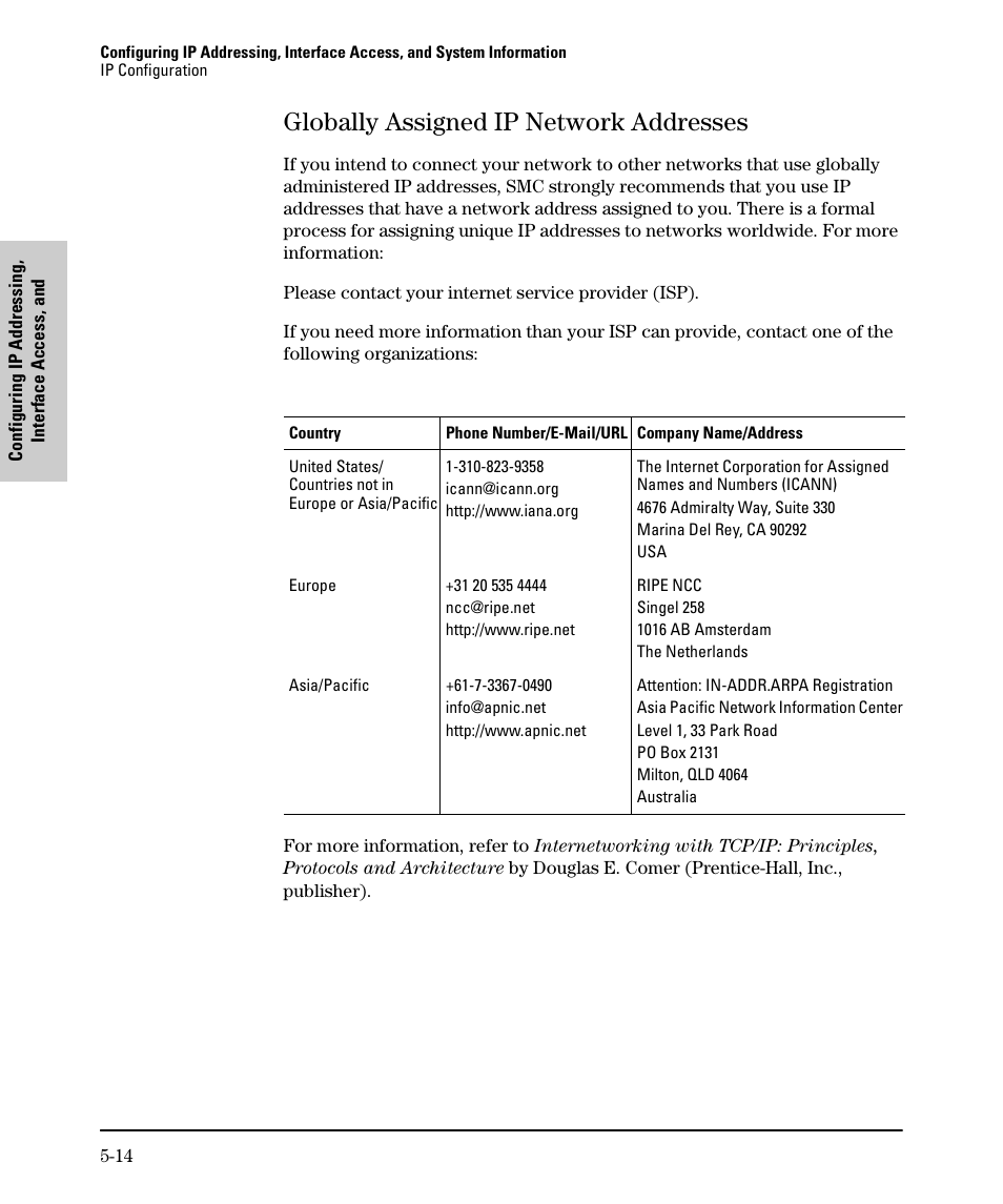 Globally assigned ip network addresses, Globally assigned ip network addresses -14 | SMC Networks SMC TigerStack II SMC6624M User Manual | Page 82 / 364