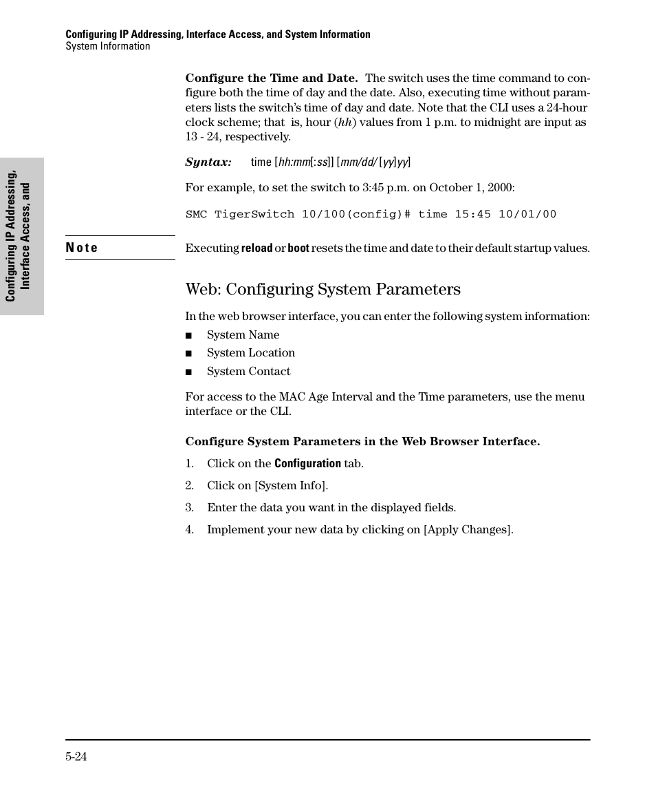 Web: configuring system parameters, Web: configuring system parameters -24 | SMC Networks SMC TigerStack II SMC6624M User Manual | Page 92 / 364