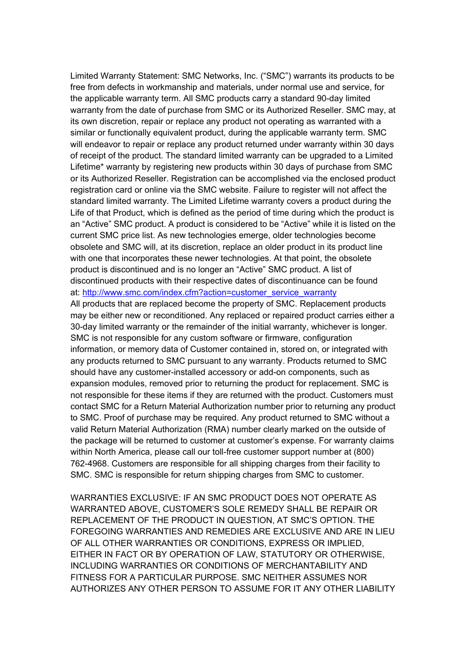 Limited warranty | SMC Networks EliteConnect SMC2536W-AG2 User Manual | Page 2 / 42