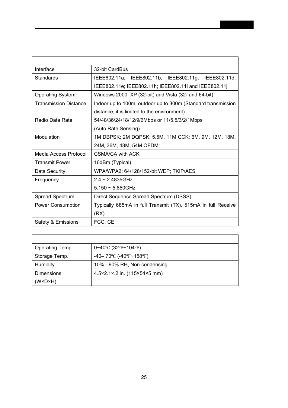 Appendix a: specifications | SMC Networks EliteConnect SMC2536W-AG2 User Manual | Page 39 / 42