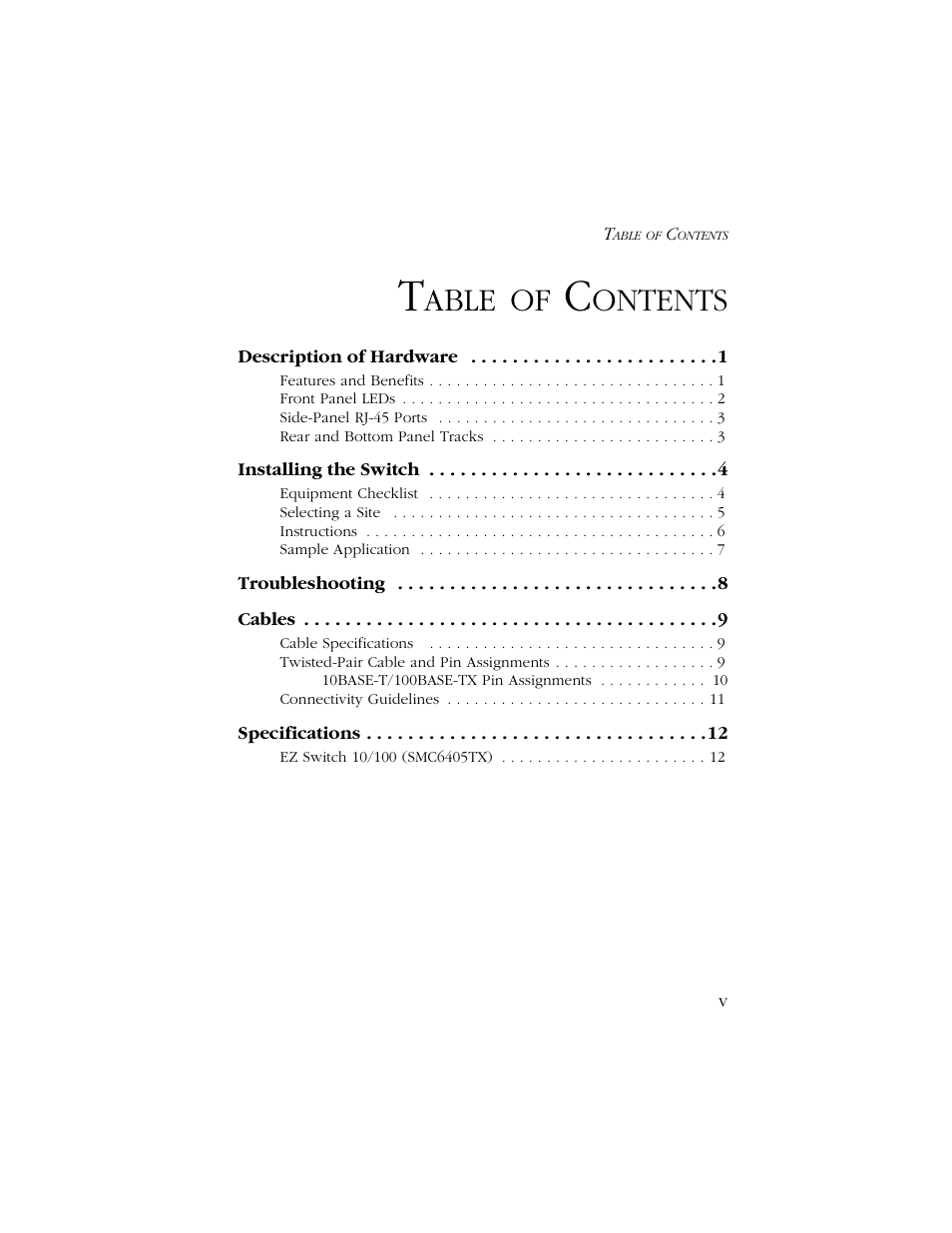 Able, Ontents | SMC Networks SMC6405TX User Manual | Page 11 / 28