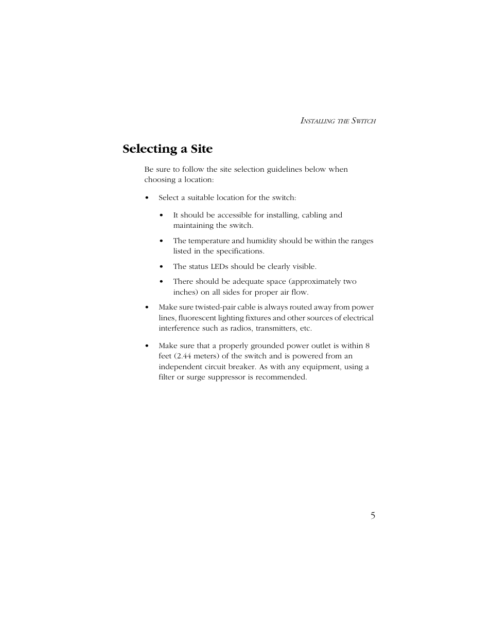 Selecting a site | SMC Networks SMC6405TX User Manual | Page 17 / 28