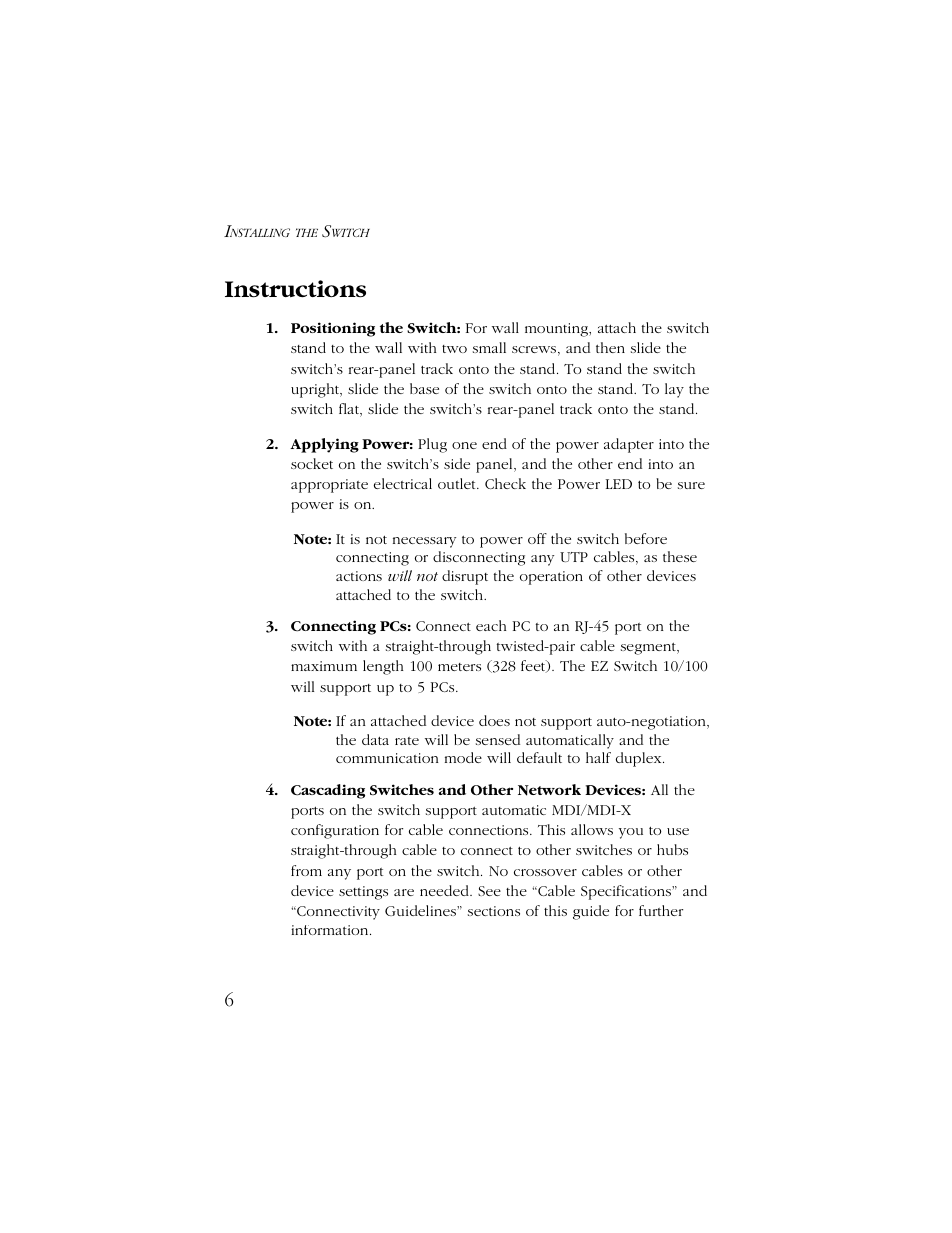 Instructions | SMC Networks SMC6405TX User Manual | Page 18 / 28