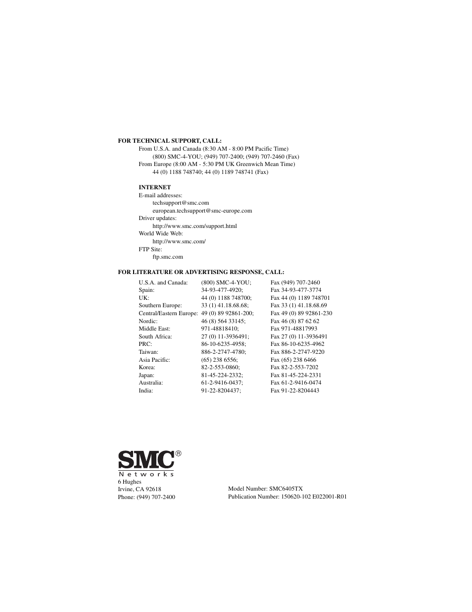 SMC Networks SMC6405TX User Manual | Page 28 / 28