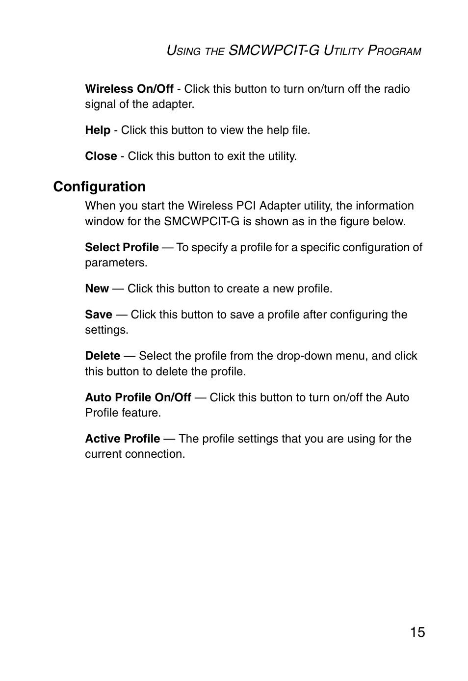 Configuration, Smcwpcit-g u | SMC Networks SMCWPCIT-G User Manual | Page 25 / 50