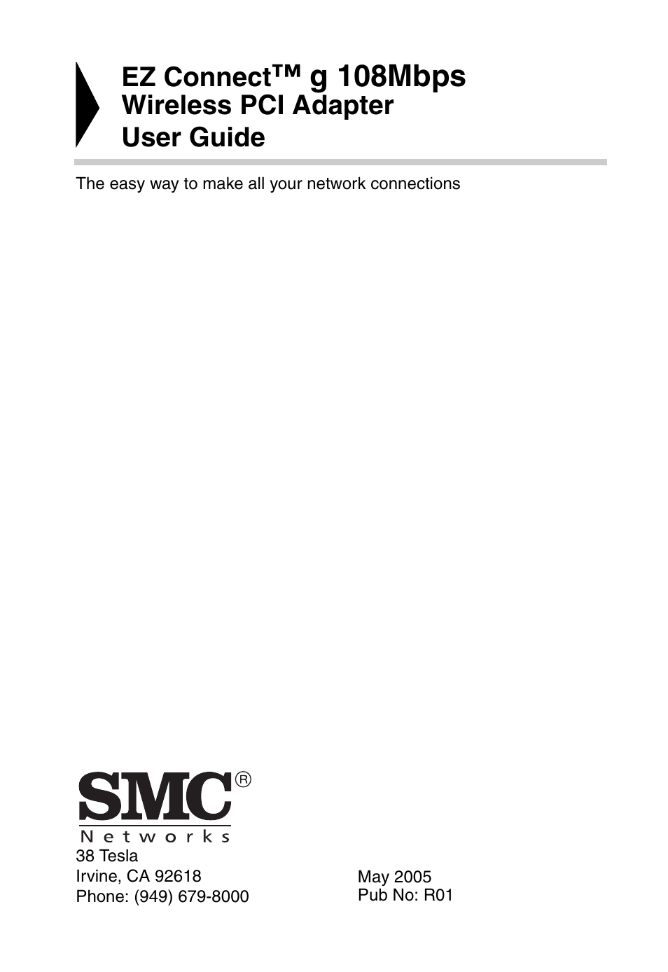 G 108mbps, Ez connect, Wireless pci adapter user guide | SMC Networks SMCWPCIT-G User Manual | Page 3 / 50