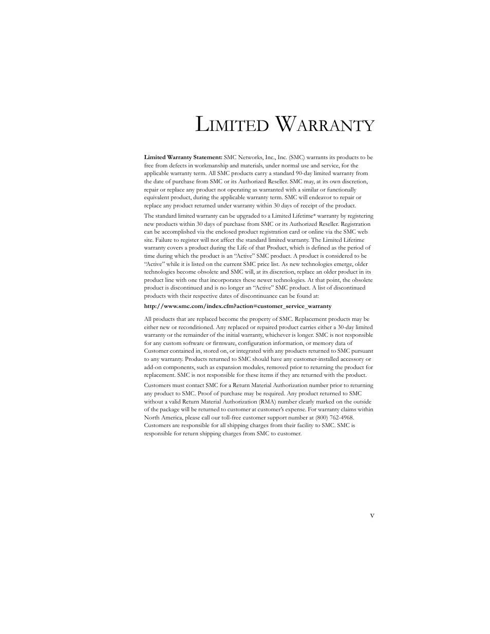 Imited, Arranty | SMC Networks SMC2664W User Manual | Page 5 / 60