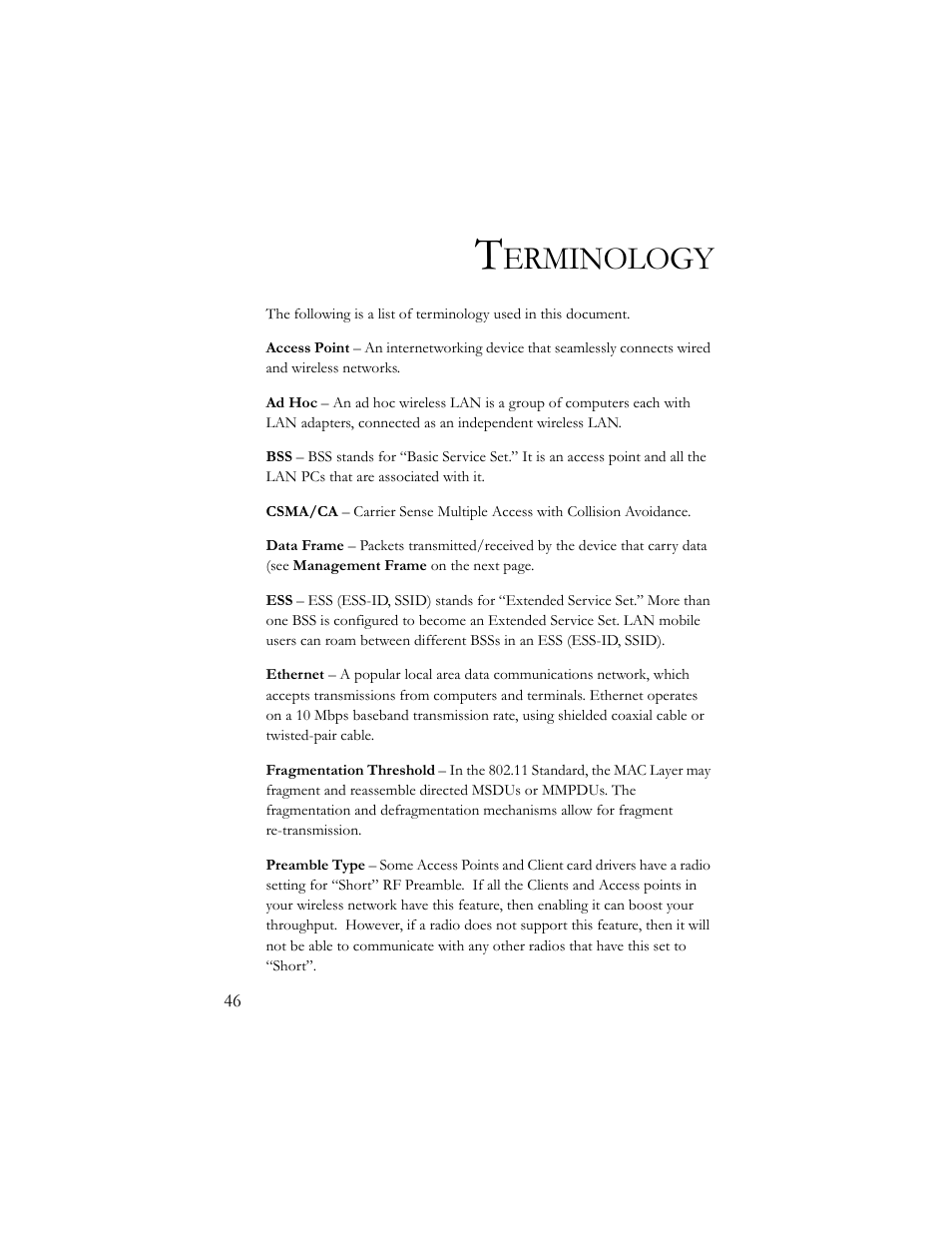 Terminology, Erminology | SMC Networks SMC2664W User Manual | Page 56 / 60