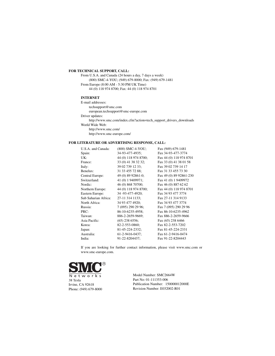 SMC Networks SMC2664W User Manual | Page 60 / 60