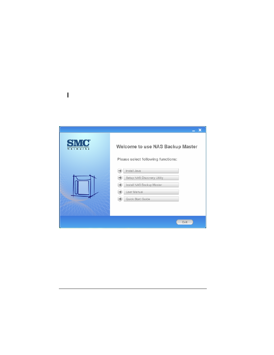 1 installing the storage system management, Installing the storage system management | SMC Networks SMCNAS04 User Manual | Page 27 / 82