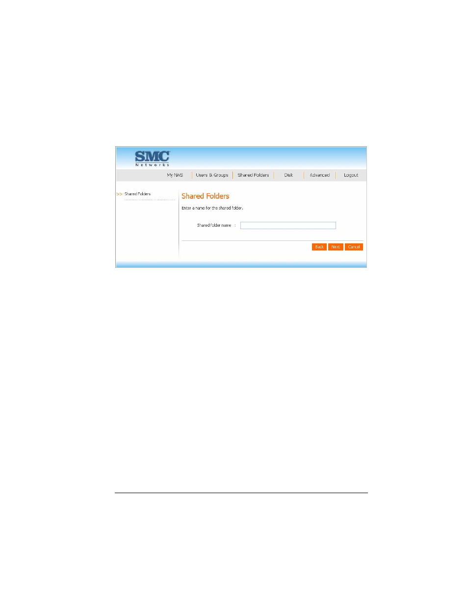 Add shared folder | SMC Networks SMCNAS04 User Manual | Page 54 / 82