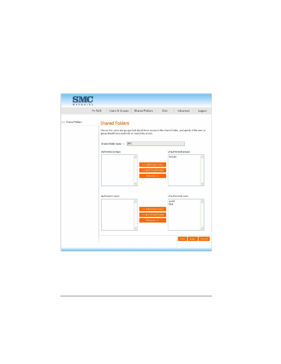 Assign access | SMC Networks SMCNAS04 User Manual | Page 55 / 82