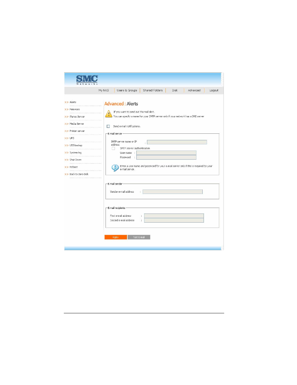 Alerts | SMC Networks SMCNAS04 User Manual | Page 57 / 82