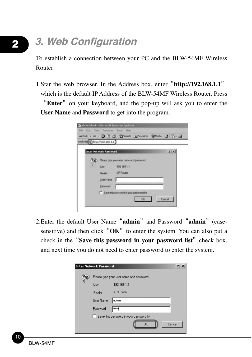 Web configuration | SMC Networks BLW-54MF User Manual | Page 15 / 78