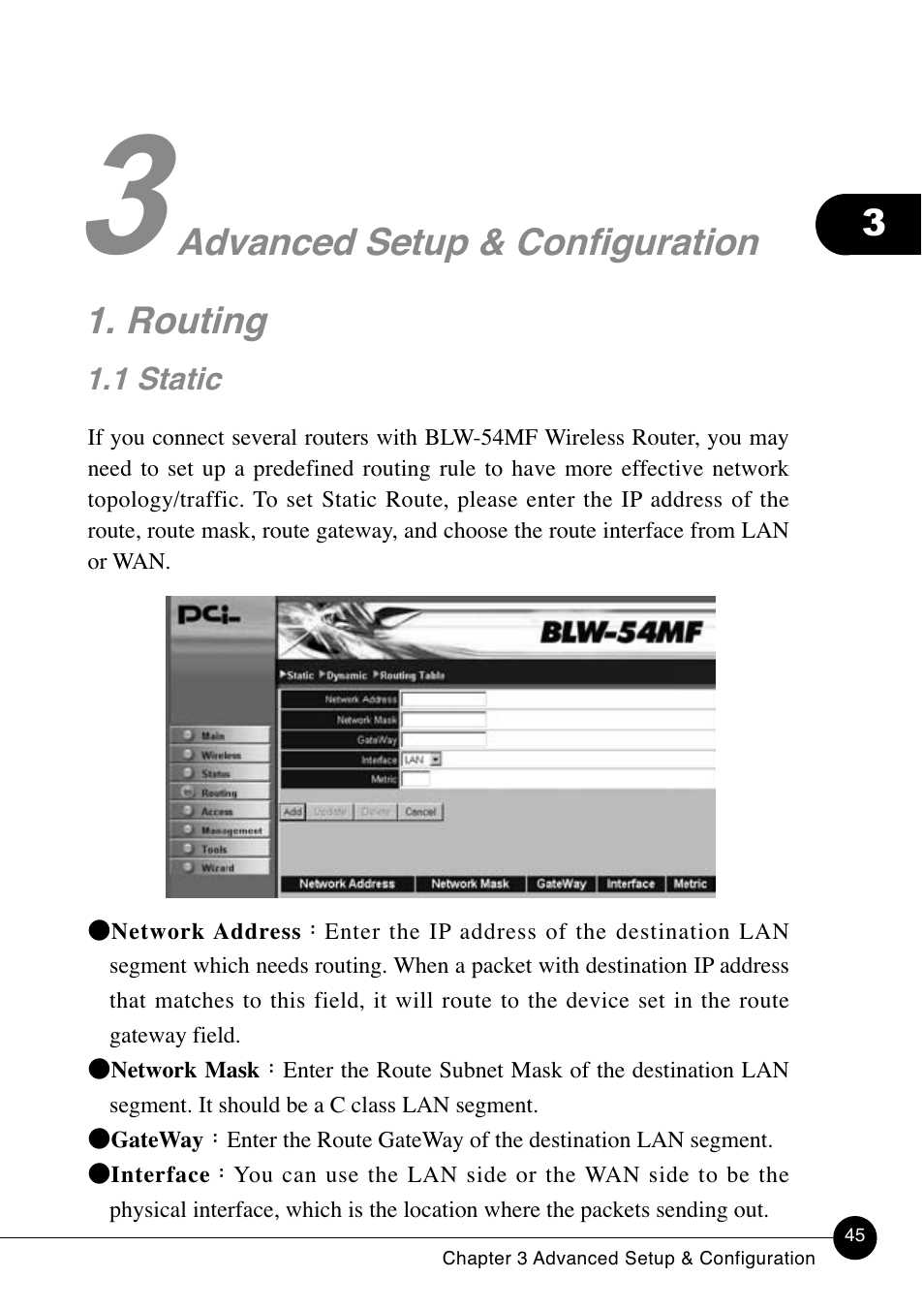 Advanced setup & configuration 1. routing | SMC Networks BLW-54MF User Manual | Page 50 / 78