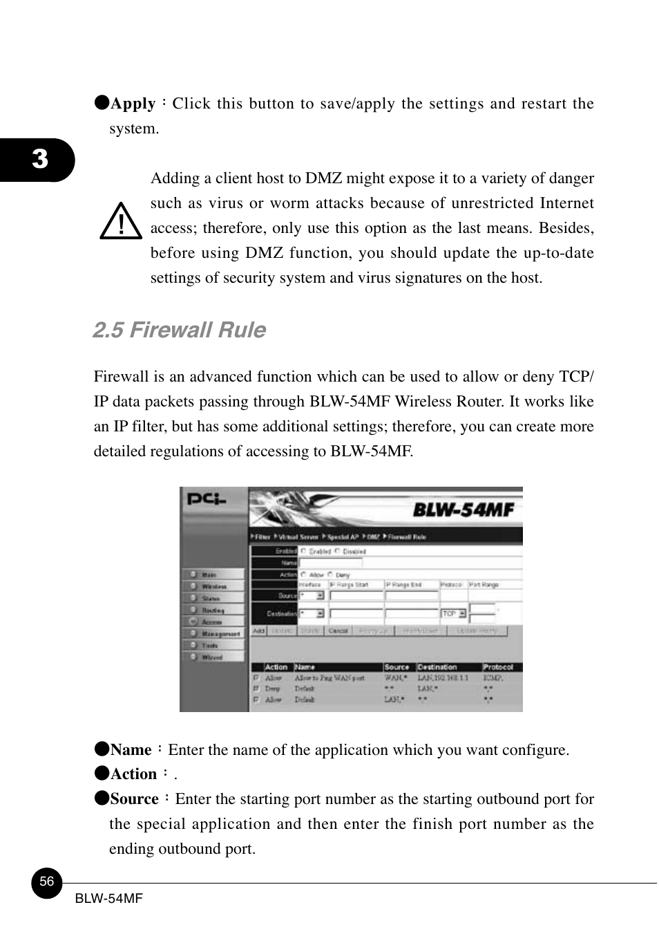 5 firewall rule | SMC Networks BLW-54MF User Manual | Page 61 / 78