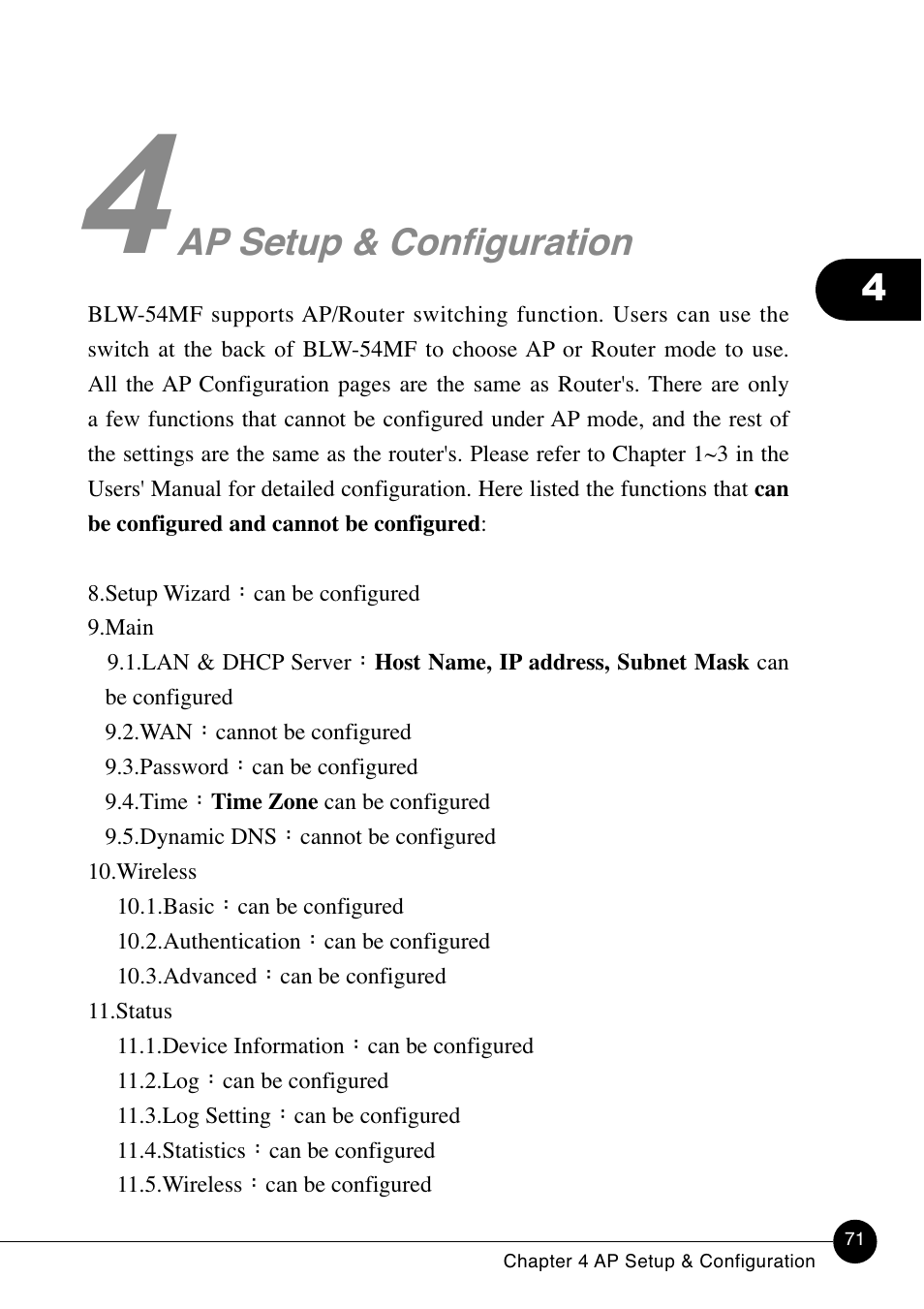 Ap setup & configuration | SMC Networks BLW-54MF User Manual | Page 76 / 78