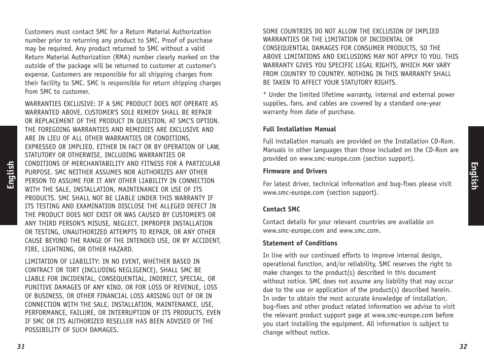 English | SMC Networks SMC EZ Connect Turbo SMC2435W User Manual | Page 17 / 18