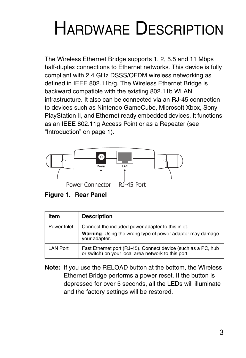 Hardware description, Ardware, Escription | SMC Networks SMC2870W User Manual | Page 15 / 74