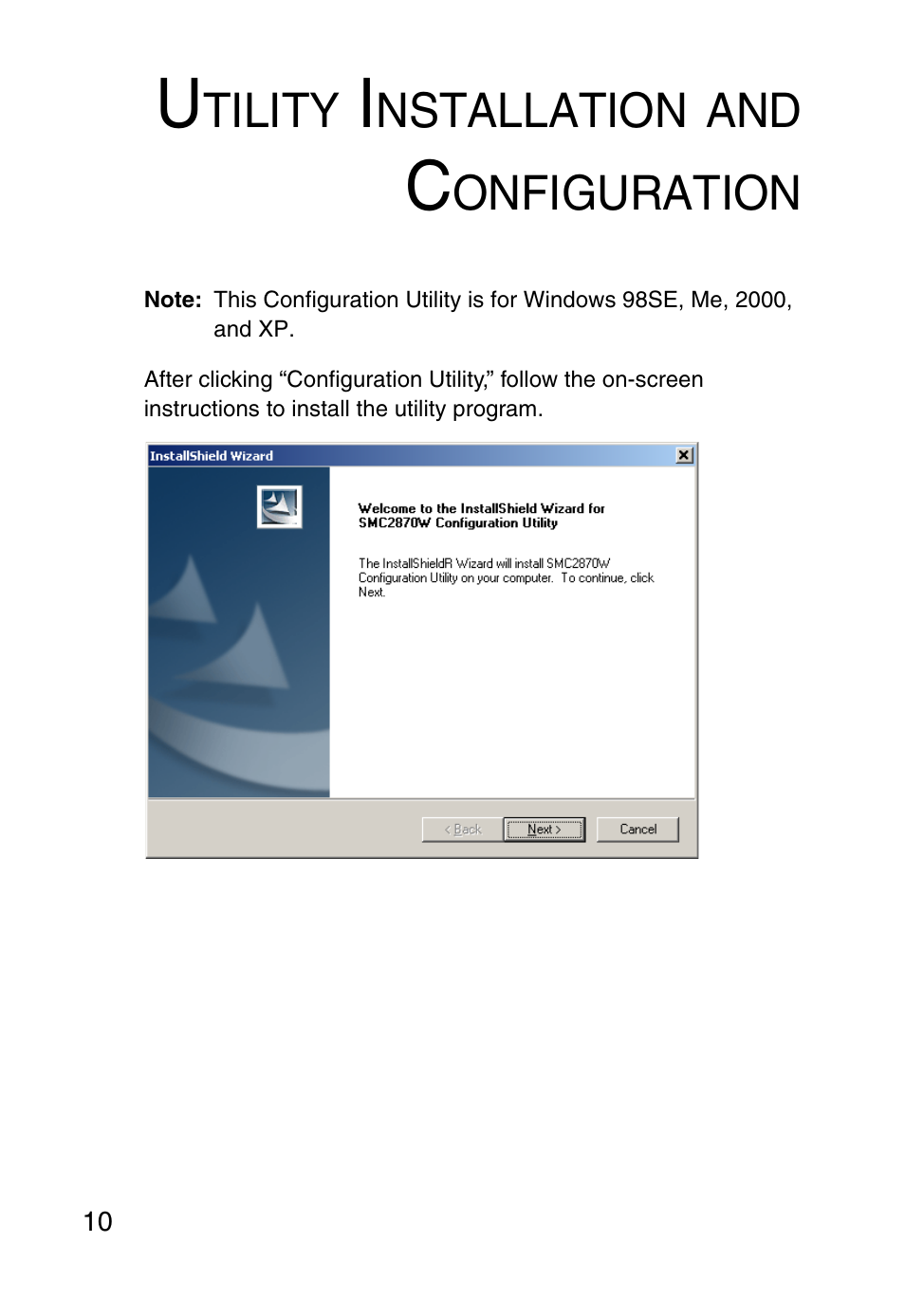 Utility installation and configuration | SMC Networks SMC2870W User Manual | Page 22 / 74