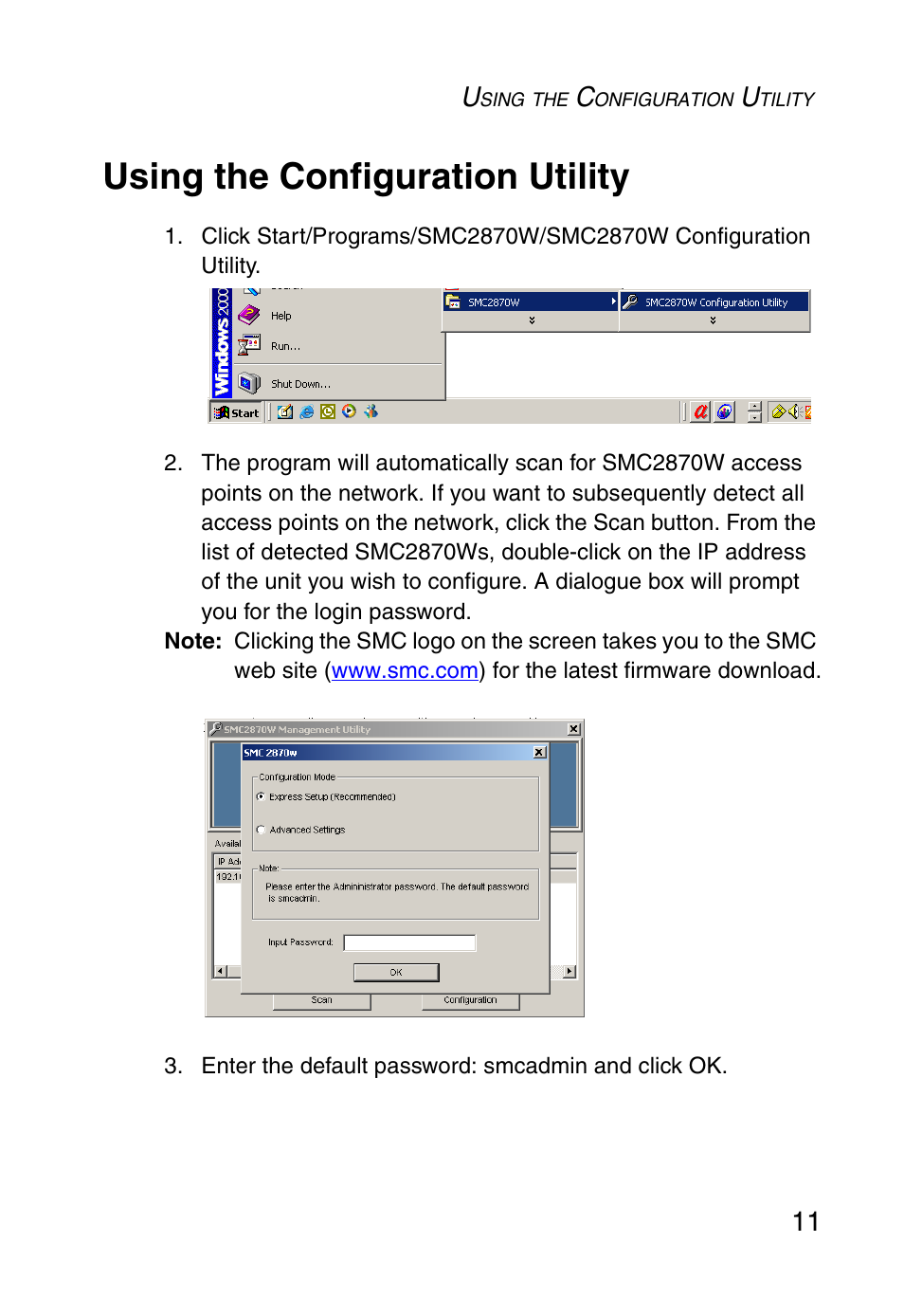 Using the configuration utility | SMC Networks SMC2870W User Manual | Page 23 / 74