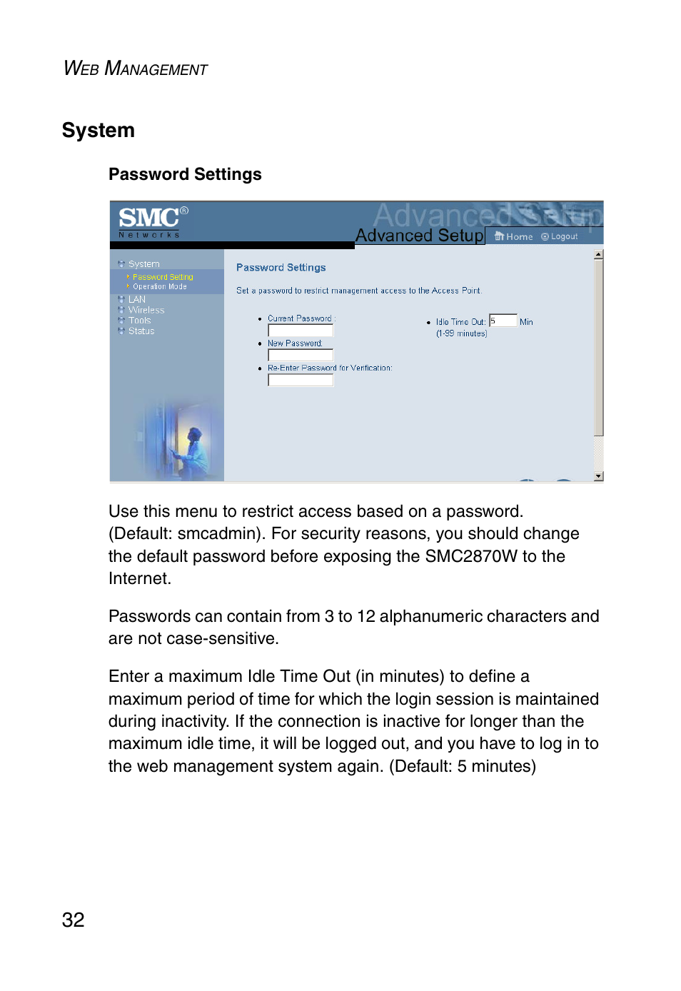 System, 32 system | SMC Networks SMC2870W User Manual | Page 44 / 74